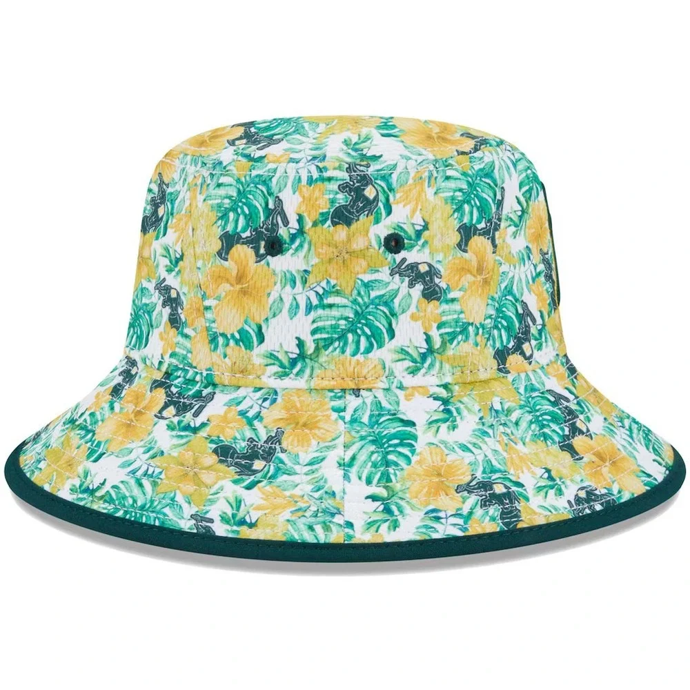 New Era Athletics Tropic Floral  Yellow Green Bucket Hat One Size Fits Most